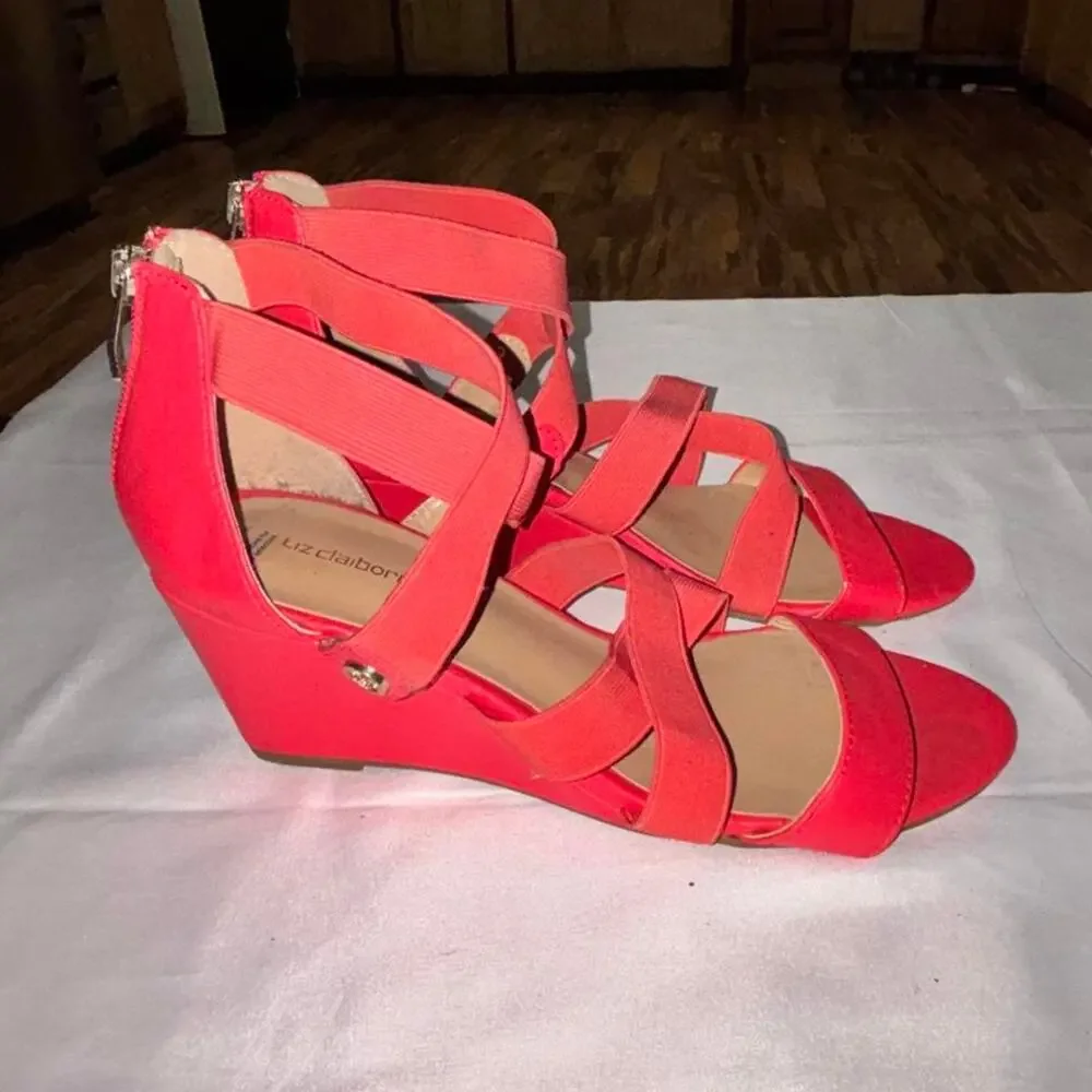 Red wedge liz claiborne sandals